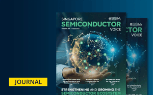 Cover of Singapore Semiconductor Voice Volume 20, focusing on AI integration in Statistical Process Control (SPC) and semiconductor industry trends.